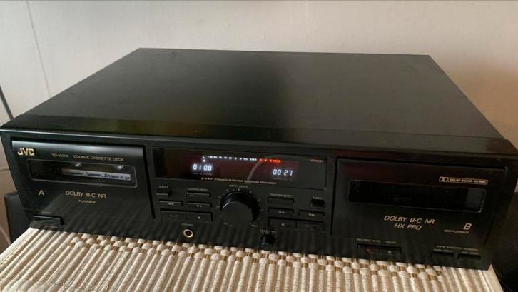 JVC TD-W216 cassettedeck. Schoon en netjes, Audio, Tv en Foto, Cassettedecks, Dubbel, JVC, Tiptoetsen, High speed dubbing, Ophalen of Verzenden