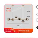 Gouden hanglamp, Ophalen, Nieuw, Minder dan 50 cm