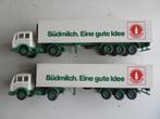 Wiking 2x Mercedes met Koeloplegger 1:87 Südmilch, Hobby en Vrije tijd, Modelauto's | 1:87, Ophalen of Verzenden, Bus of Vrachtwagen