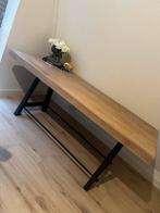 Massief eiken houten tafel / bureau, Huis en Inrichting, Tafels | Sidetables, Ophalen, 200 cm of meer, Zo goed als nieuw, 25 tot 50 cm