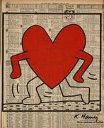 Keith Haring : tekenen op krant, Antiek en Kunst, Kunst | Designobjecten, Ophalen of Verzenden
