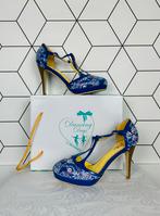 Mooie Vintage Retro Hakken, Pumps, Blauw, Ophalen of Verzenden, Banned Retro