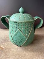 Mooi vintage potje – jaren ‘60/‘80 – groen geglazuurd – 17cm, Ophalen of Verzenden