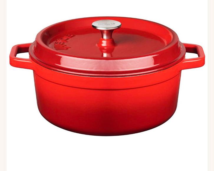 Cadeautip: Sola gietijzeren braadpan – nieuw!, Huis en Inrichting, Keuken | Tupperware, Zo goed als nieuw, Schaal, Rood, Ophalen of Verzenden