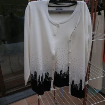 Twinsetje print huisjes cardigan strass Leo&Ugo mt 42 beschikbaar voor biedingen