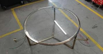 Ronde salontafel met 3 draaibare bijzettafeltjes (goud) beschikbaar voor biedingen