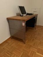 Bureau/ r.v.s. onderstel met eiken blad., Ophalen of Verzenden, Zo goed als nieuw, Bureau
