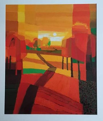 Ton Schulten(1938) Kunst Affiche "Zonnig Landschap" In Lijst beschikbaar voor biedingen