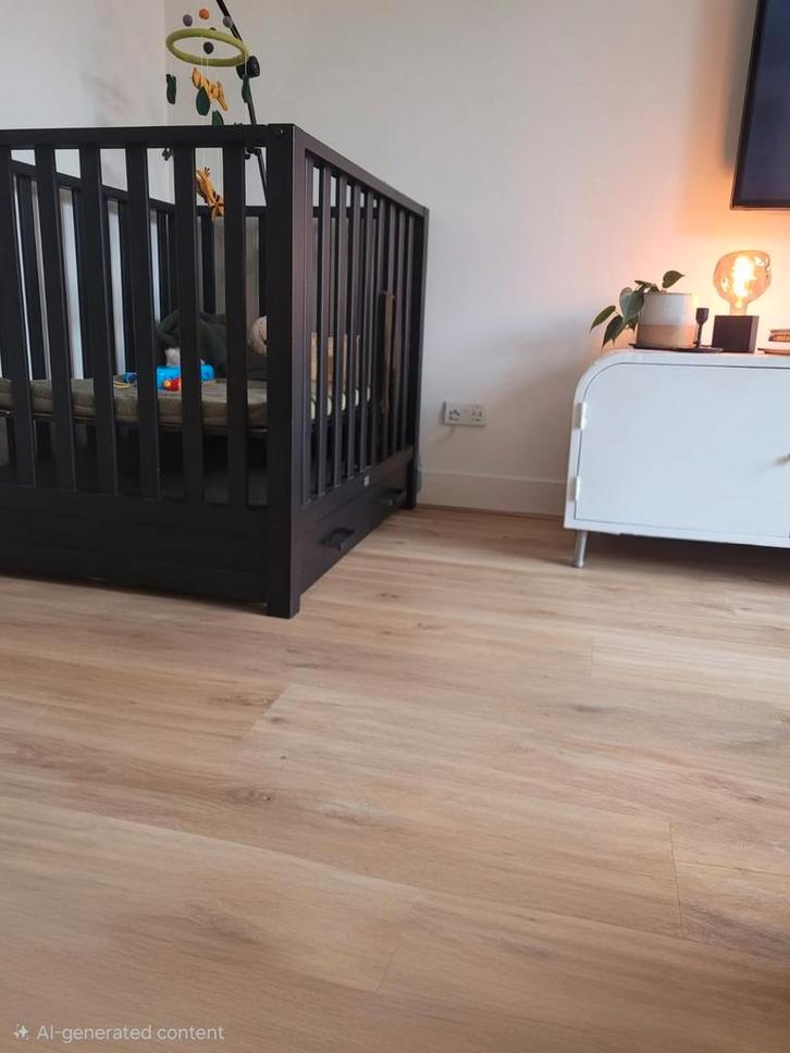 Zwarte babybox met lade TWF Laura, Kinderen en Baby's, Boxen, Zo goed als nieuw, Rechthoekig, Boxkleed, Lade, Ophalen