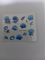 Velletje nagel water decals stickers STZ-963 bloemen blauw t, Nieuw, Toebehoren, Blauw, Handen en Nagels