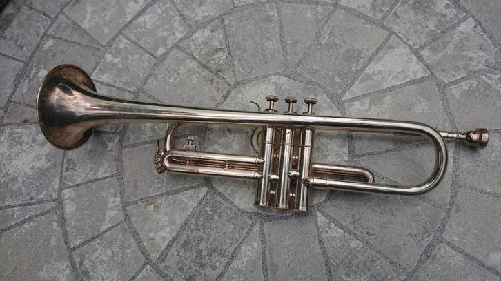 B&M Symphonic verzilverde trompet, Muziek en Instrumenten, Blaasinstrumenten | Trompetten, Gebruikt, Overige typen, Ophalen of Verzenden