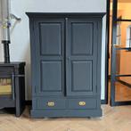 Zwarte vintage brocante meidenkast/ biedermeier/ buffetkast, Huis en Inrichting, Ophalen, Gebruikt, 100 tot 150 cm, 100 tot 150 cm