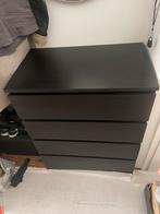Ikea MALM Ladekast met 4 lades, zwartbruin, 80x100 cm, Ophalen, Zo goed als nieuw, 25 tot 50 cm, 50 tot 100 cm