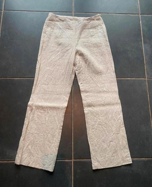 Beige duurzame linnen broek lang Palaver - maat 36 / S, Kleding | Dames, Broeken en Pantalons, Zo goed als nieuw, Maat 36 (S)