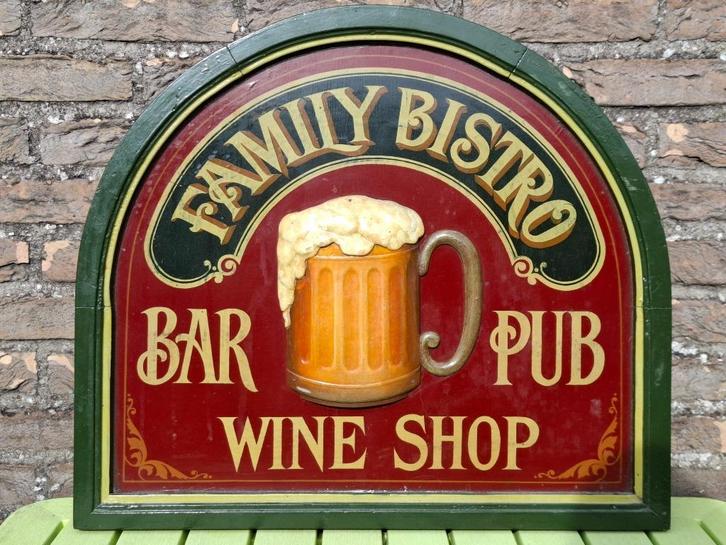 authentiek houten pubbord Bistrot  Bar Pub Wine Shop, Antiek en Kunst, Curiosa en Brocante, Ophalen of Verzenden