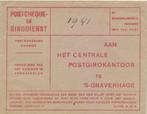 Postcheque en Girodienst Envelope 1941, Postzegels en Munten, Ophalen of Verzenden, Envelop