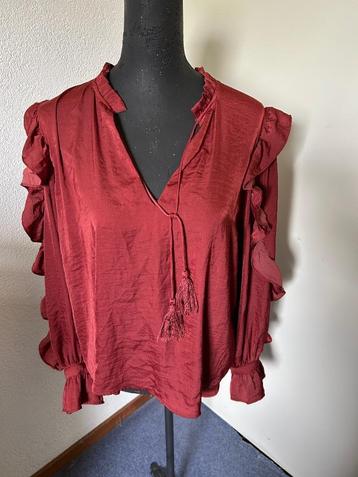 Costes wijnrode blouse met roezels mt XL z.g.a.n. beschikbaar voor biedingen
