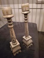 2 Mooie grote  zilverkleurige kandelaars,  45 cm  hoog, Ophalen of Verzenden, Overige materialen