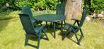 Tuinset met 4 verstelbare stoelen., Tuin en Terras, Tuinsets en Loungesets, Ophalen, 4 zitplaatsen, Kunststof, Zo goed als nieuw