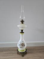 Zeldzame antieke Franse opaline tafelolielamp bronzen voet, Antiek en Kunst, Ophalen of Verzenden
