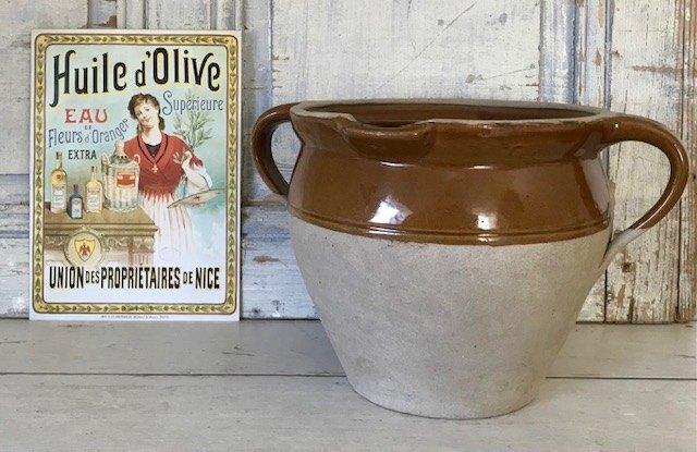 Antieke Franse grès pot met schenktuit en oren tuin bloempot, Antiek en Kunst, Antiek | Keramiek en Aardewerk, Ophalen of Verzenden