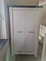 Linnenkast hoogglans wit met notenhouten afdek, Huis en Inrichting, Kasten | Kledingkasten, 100 tot 150 cm, Zo goed als nieuw