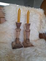 Houten Kandelaren Oud Hout - Hoffman, Aura, Gebruikt, Ophalen of Verzenden, Bruin, Hout