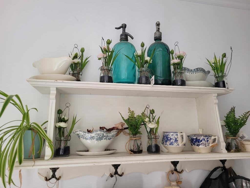 Kunst ranonkels in glazen potjes, Belle Vieille Brocante, Nieuw, Ophalen of Verzenden, Jolandamonsieurs@gmail.com