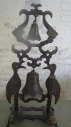 messing staande bel met 2 bellen boven elkaar, Ophalen of Verzenden