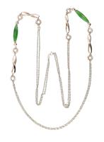 Prachtige 14K Gouden Dames Ketting met Jade || 90 cm, Ophalen of Verzenden, Zo goed als nieuw, Goud, Goud