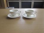 Empire Royal creamware 2 bordjes D15,5 en 3 kopjes D9,5 H6cm, Huis en Inrichting, Keuken | Servies, Overige materialen, Gebruikt