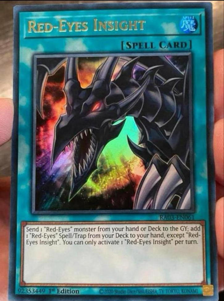 Yu-Gi-Oh! Red Eyes Insight RA03 1st Edition !, Hobby en Vrije tijd, Verzamelkaartspellen | Yu-gi-Oh!, Zo goed als nieuw, Losse kaart