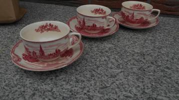 3x Johson Bros Britain castles rood kop en schotel thee TOP beschikbaar voor biedingen