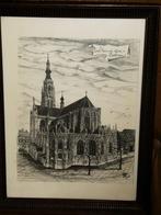 oude prent van Breda lieve vrouwen kerk, Antiek en Kunst, Ophalen of Verzenden