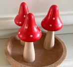 * nw houten paddenstoelen rood wit Montessori (per 3) HERFST, Verzenden, Nieuw, Overige typen