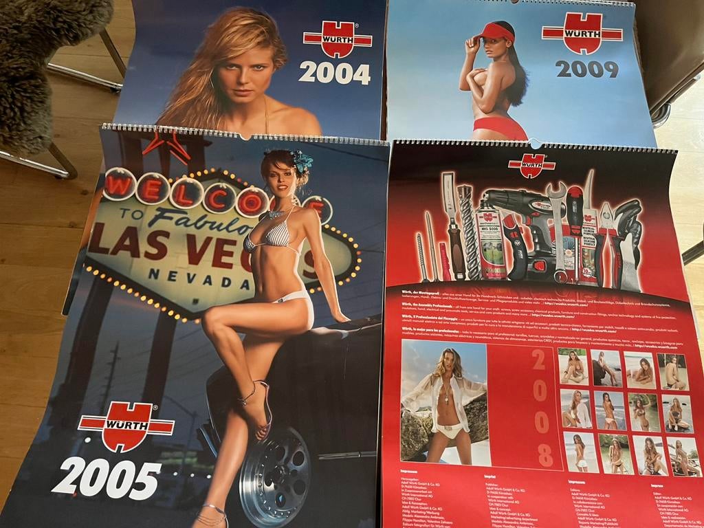 Wurth pinup kalenders uit 2004, 2005, 2008, 2009, Diversen, Kalenders, Ophalen of Verzenden, Maandkalender, Zo goed als nieuw