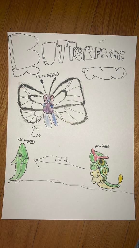 Unieke Pokémon Butterfree Poster, Hobby en Vrije tijd, Tekenen, Nieuw, Overige typen, Ophalen of Verzenden