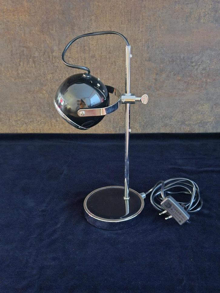 Vintage - Tafellamp - Bureaulamp - Zwart - Eyeball lamp -**, Huis en Inrichting, Lampen | Tafellampen, Gebruikt, Minder dan 50 cm