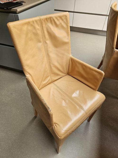 6 leren eetkamerstoelen - gratis op te halen, Huis en Inrichting, Stoelen, Gebruikt, Vijf, Zes of meer stoelen, Leer, Overige kleuren