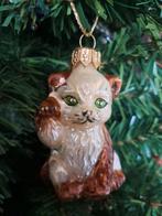 Handgemaakte glazen kerstbal van een zich wassende kat, Ophalen of Verzenden, Nieuw