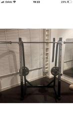 Squat rack inclusief olympische stang en gewichten, Ophalen of Verzenden, Zo goed als nieuw, Krachtstation