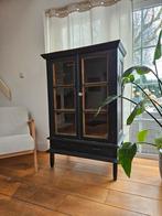 Oosterse zwarte vitrine kast, Ophalen, 50 tot 100 cm, Zo goed als nieuw, 150 tot 200 cm