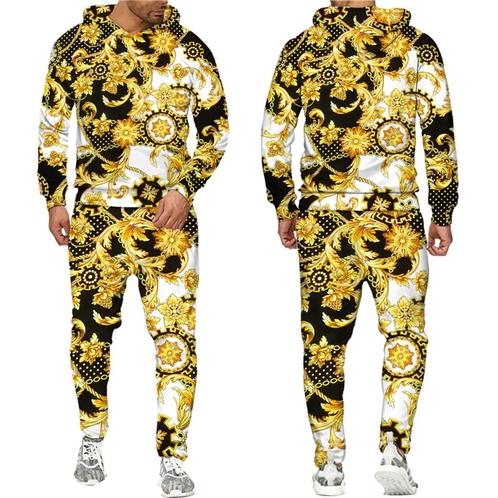 Heren barok joggingpak 3 / zwart wit gouden trainingspak, Kleding | Heren, Sportkleding, Nieuw, Verzenden