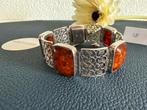 R302/FISCHLAND Vintage Zilveren AMBER armband, Gebruikt, Verzenden, X, Zilver