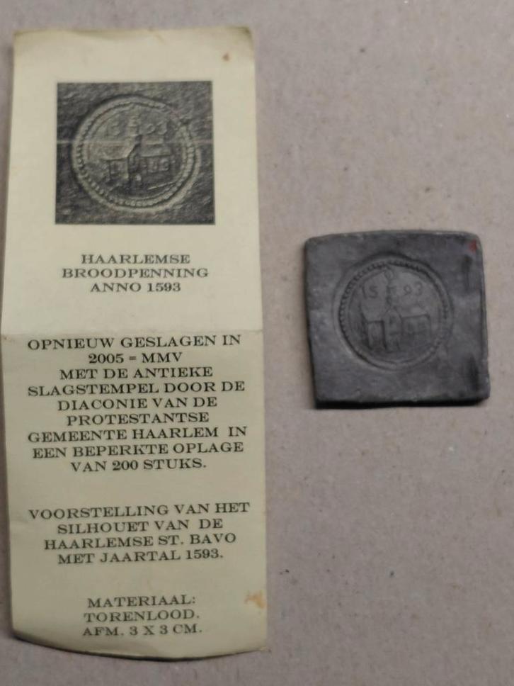 Haarlemse Broodpenning 1593 - Hergeslagen, Verzamelen, Overige Verzamelen, Zo goed als nieuw, Ophalen of Verzenden