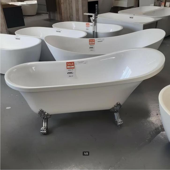 Klassiek bad op pootjes, 170cm, Wit, click-systeem, Holmen, Huis en Inrichting, Woonaccessoires | Overige, Nieuw, Ophalen of Verzenden