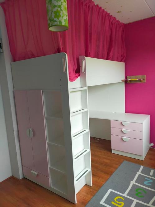 IKEA Smastad hoogslaper roze, Kinderen en Baby's, Kinderkamer | Stapelbedden en Hoogslapers, Zo goed als nieuw, Hoogslaper, Ophalen