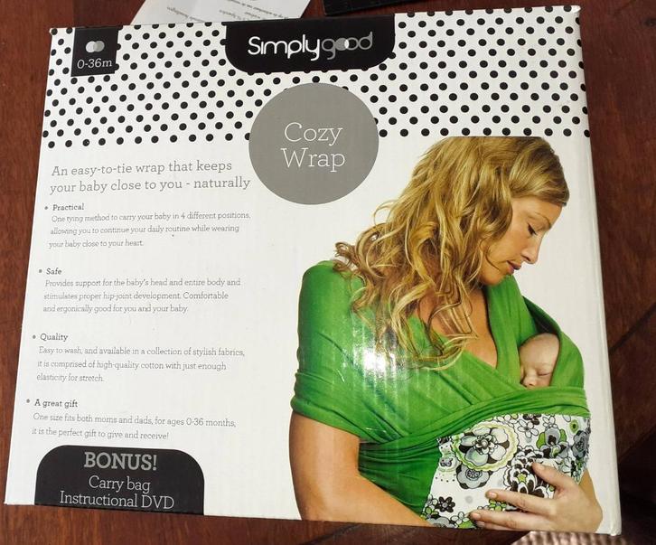 Baby draagdoek Simplygood Cozy wrap grijs, Kinderen en Baby's, Babydragers en Draagdoeken, Nieuw, Draagdoek, Buik, Overige merken