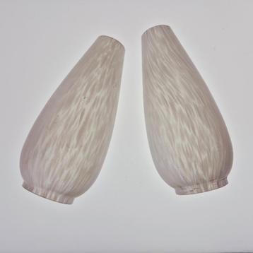 Jaren 60 glazen lampenkappen gevlamd wit beschikbaar voor biedingen