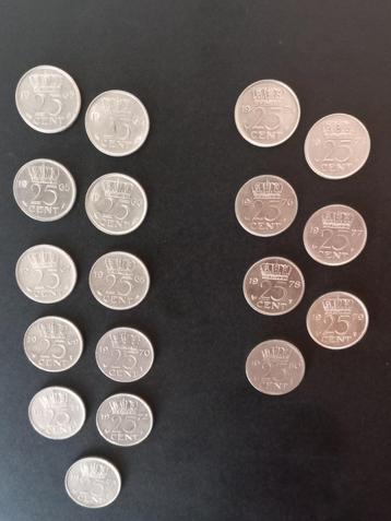 Munten Nederland 25 Centen 1963 - - 1980 / 18x beschikbaar voor biedingen